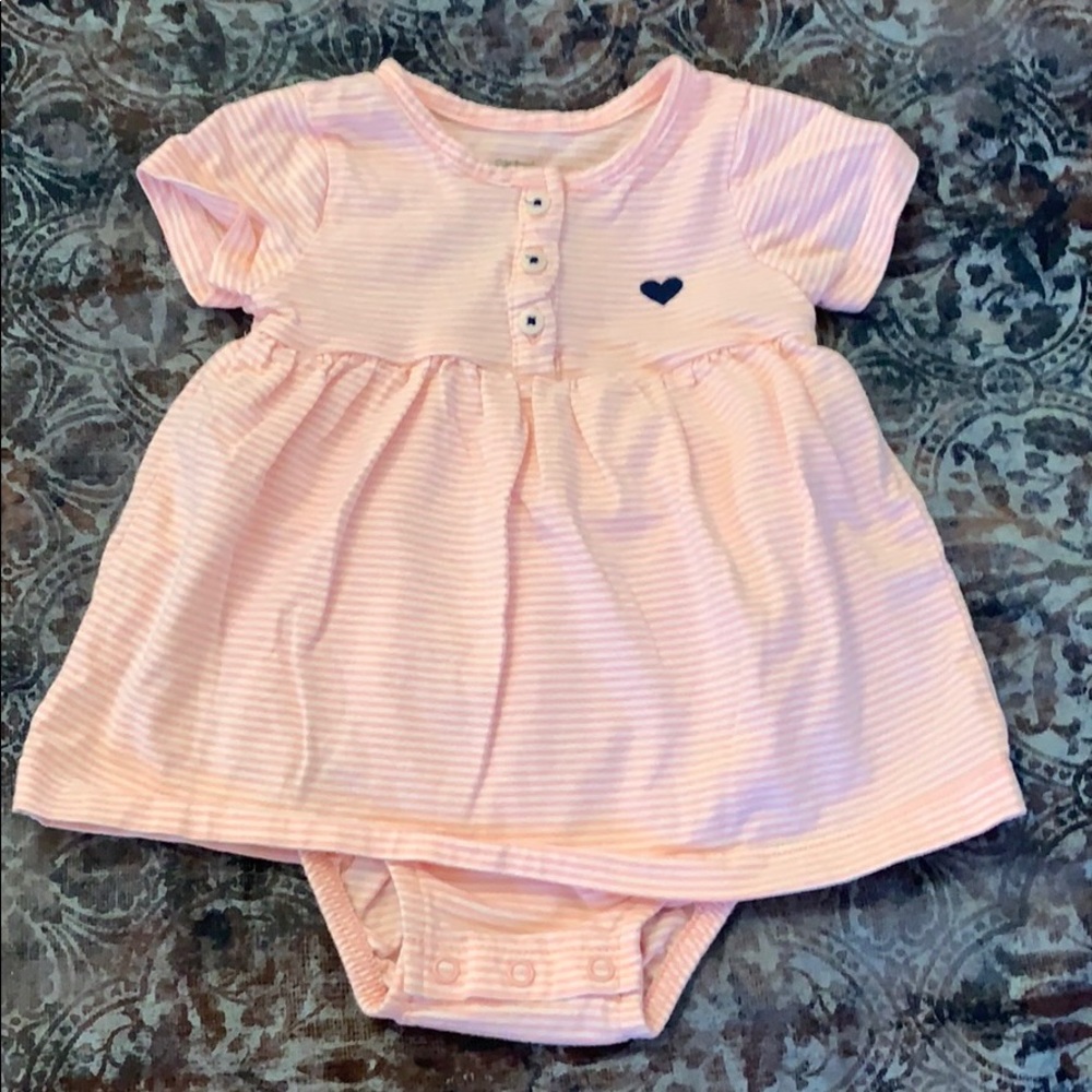 Baby girl Carters pink and white stripped dress